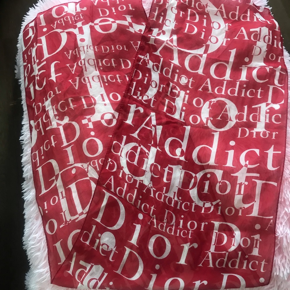 DIOR…Red and White Silk Scarf